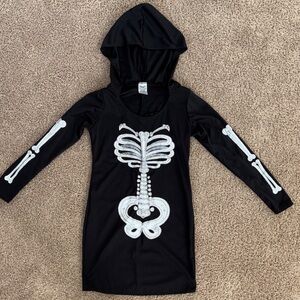 Women’s Skeleton Hoodie Dress - Black